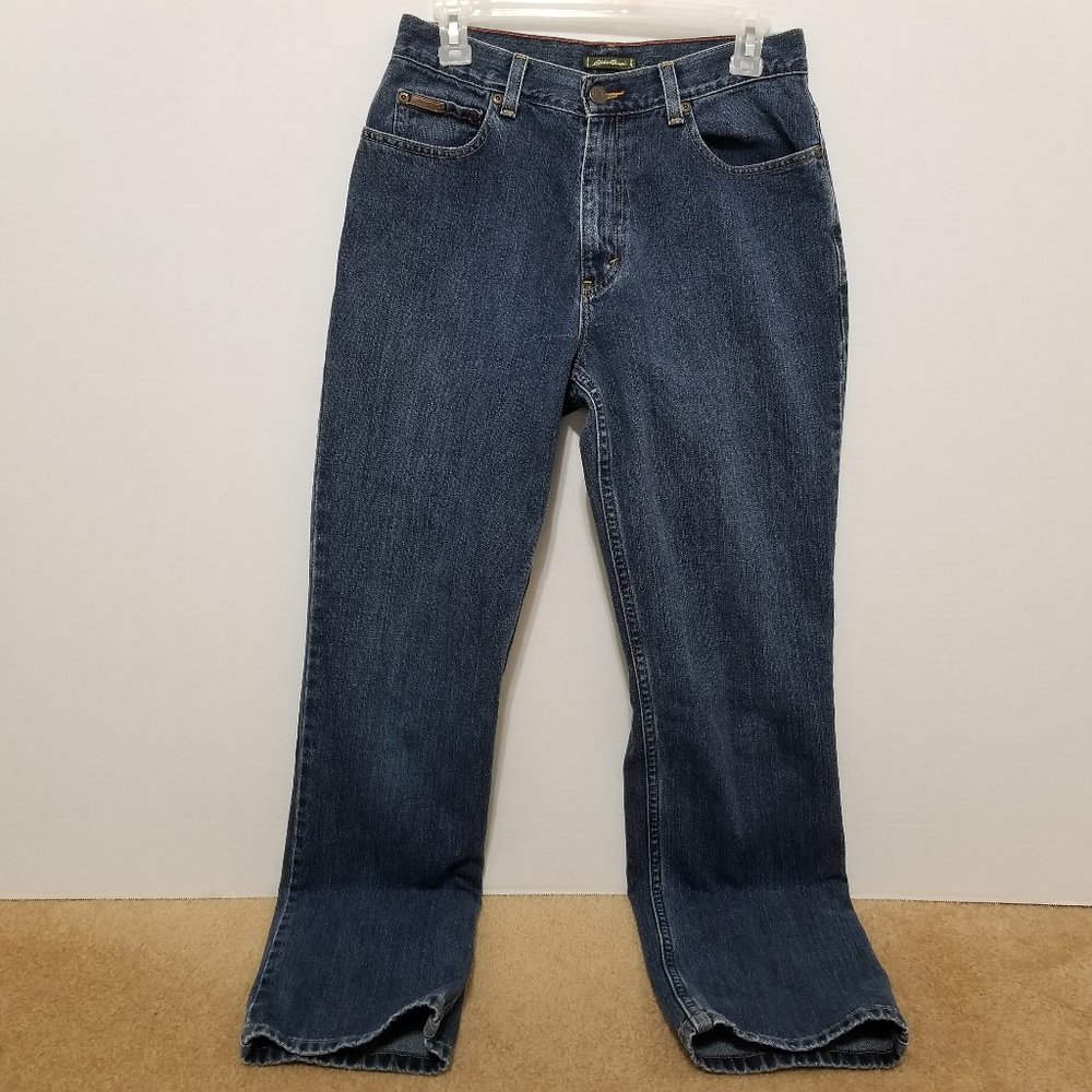 Eddie Bauer jeans 8 straight leg denim 100% cotton high rise waist